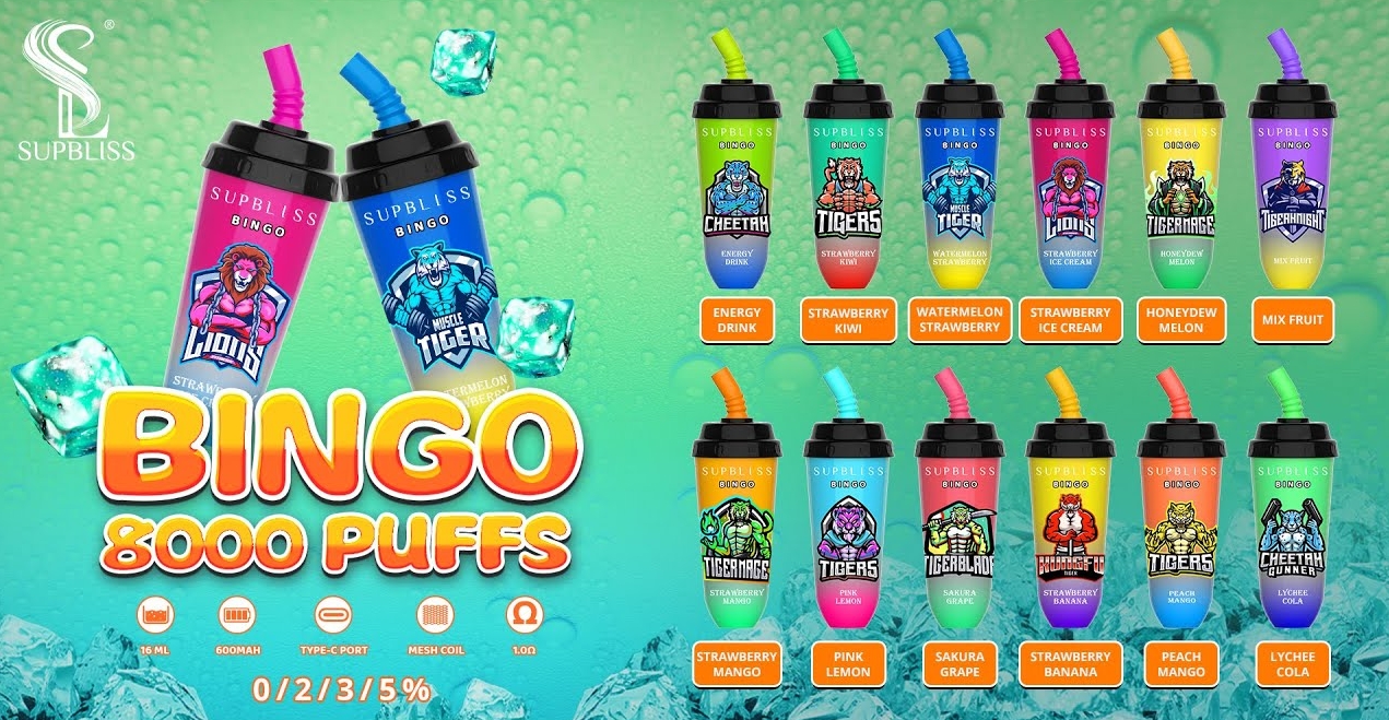 RandM Supbliss Bingo 8000 Puffs Vape - ايس كريم فراولة: تجربة فريدة في عالم السحابة الإلكترونية